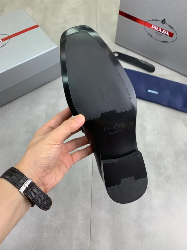 Prada Penny Strap Loafer Black Leather Loafers