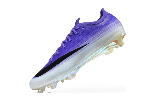 Nike Purple Transparent Knit Upper Iridescent Sole Firm-Ground Soccer Shoes
