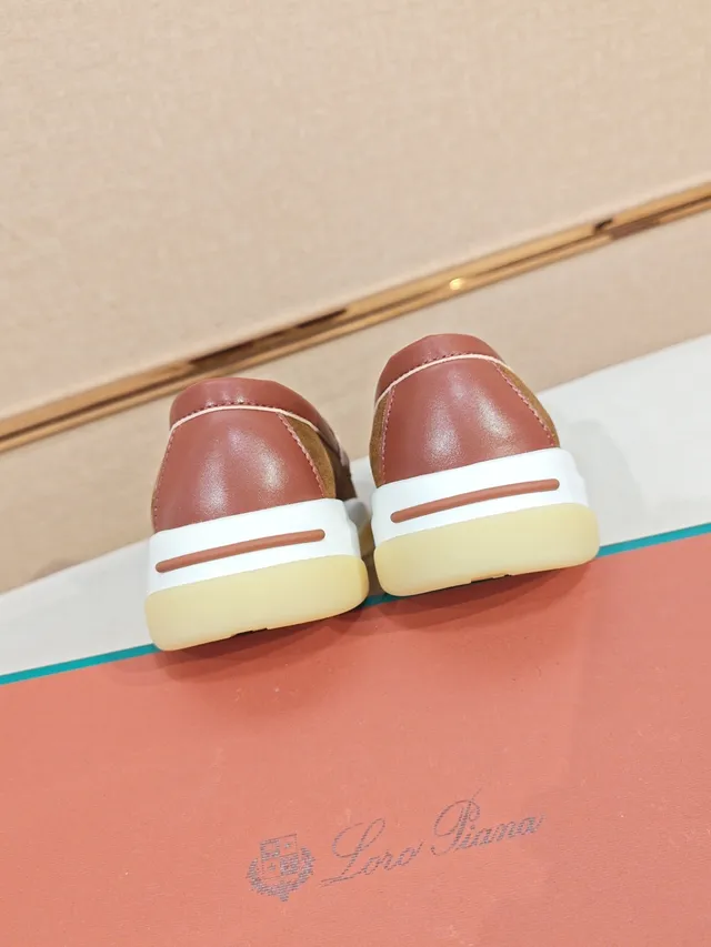 Brown Pink Suede Upper Leather Strap Detail Loafer