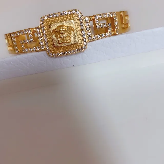 Versace Gold Silver Pavé-Crystal Bracelet