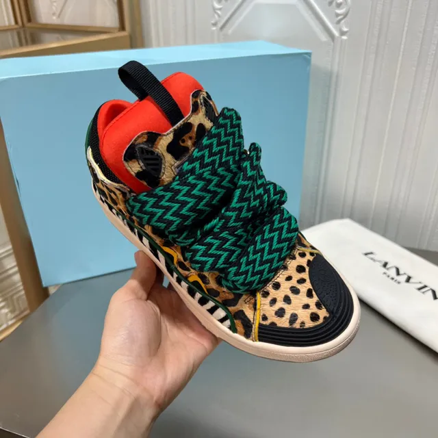 Lanvin Animal Print Zigzag Strap Platform Lifestyle Sneaker