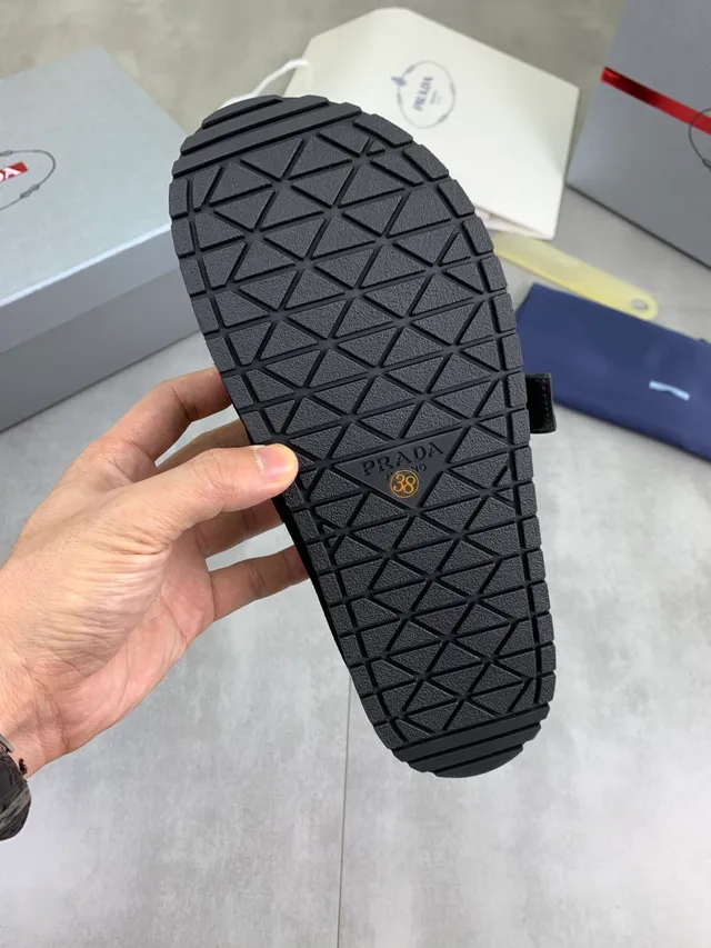 Prada Black Suede Shearling-Lined Buckle Loafer