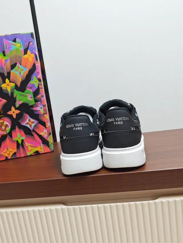 Louis Vuitton Black White Monogram Jacquard Upper Platform Sole Lifestyle Sneakers