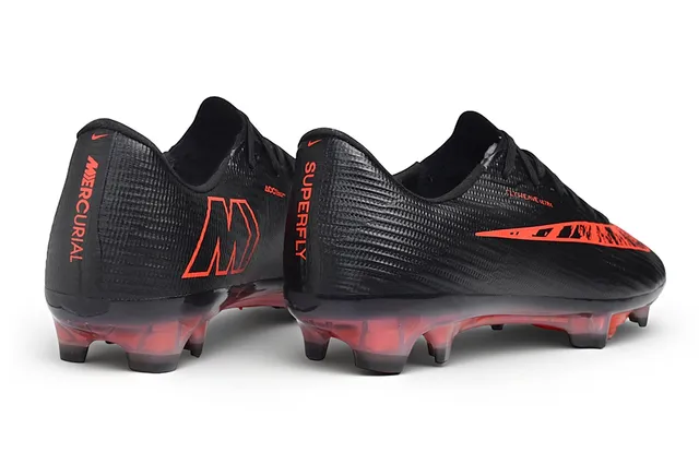 Nike Black Red Flyweave Upper Translucent Outsole Firm-Ground Soccer Shoes