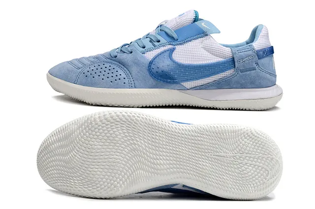 Nike Gato Blue White Low-Top Suede-Mesh Hybrid Upper Indoor Soccer Shoes