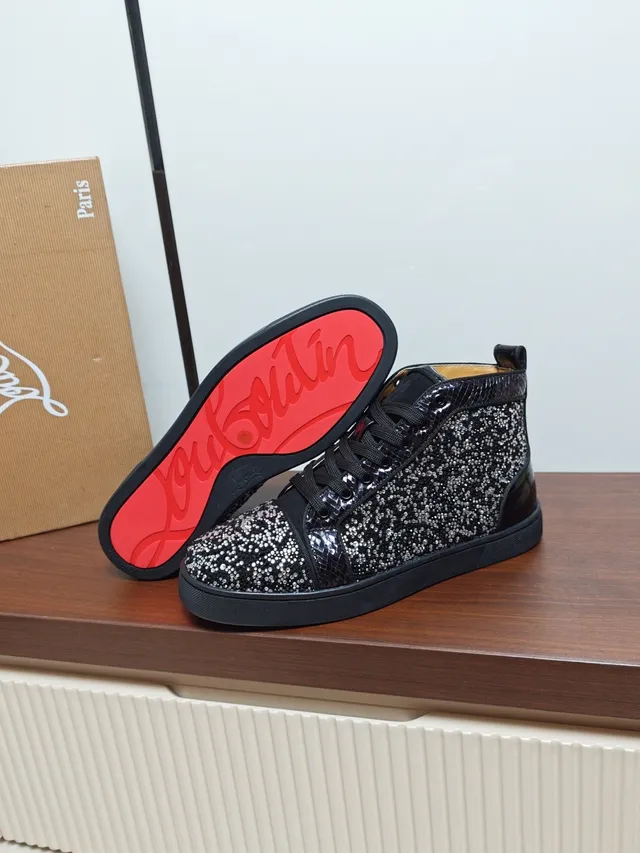 Christian Louboutin Sequined Snakeskin High-Top Sneaker