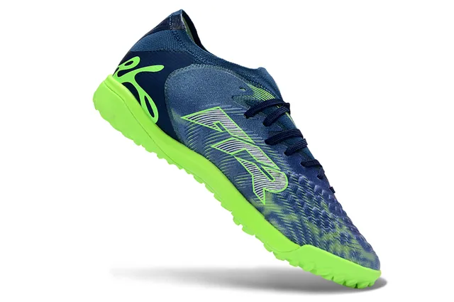 Puma Future Z Navy Green Knit Upper Asymmetrical Lacing Turf Soccer Shoes