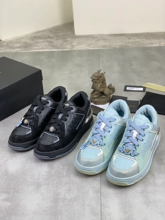 Versace Odissea Black and Silver Greca Pattern Lifestyle Sneakers