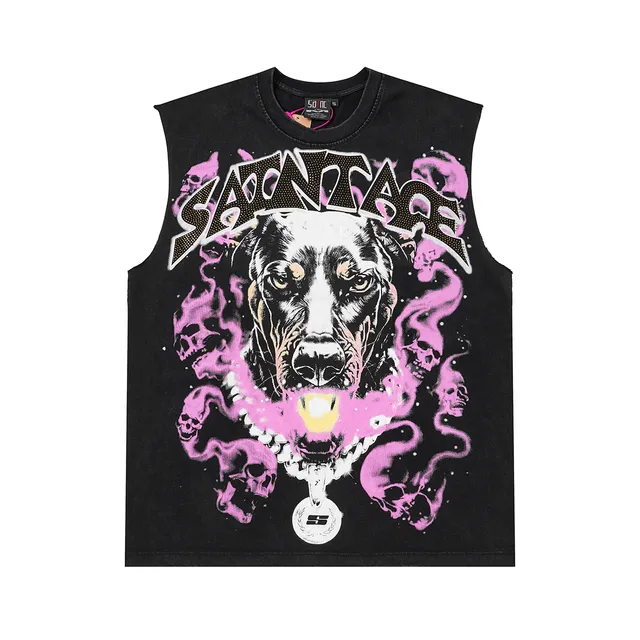 Stussy Santage Graphic Pink Smoke Vest Top