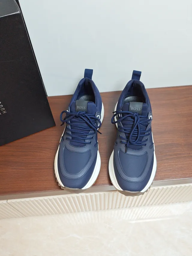 Hugo Boss Navy White Upper Ridged Midsole Lifestyle Sneakers