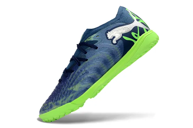 Puma Future Z Navy Green Knit Upper Asymmetrical Lacing Turf Soccer Shoes