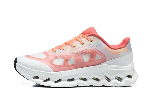 On Black White Engineered Mesh Upper Open Hexagonal CloudTec Pods Running Shoes