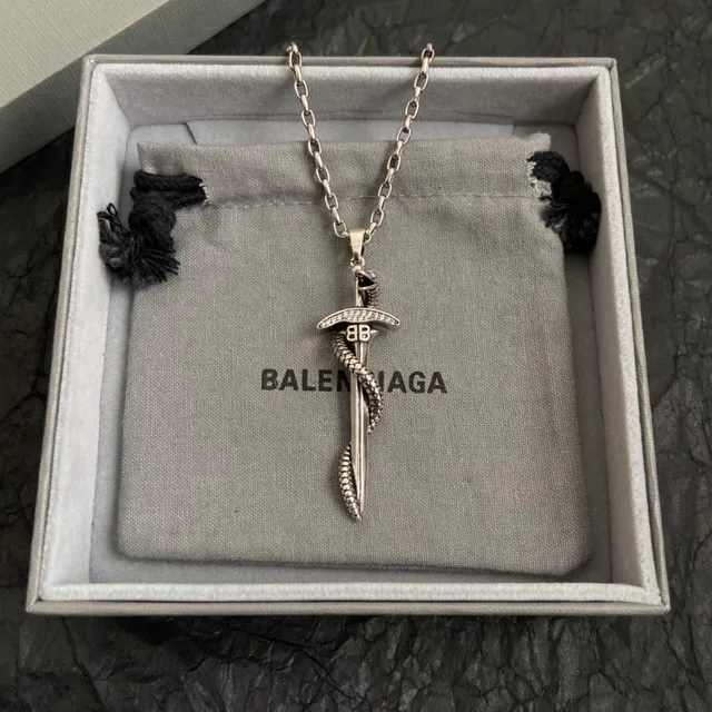 Balenciaga Sword and Serpent Pendant Necklace