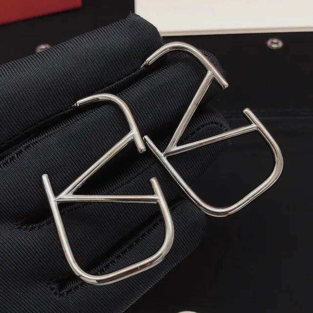 Valentino VLTN Geometric Open-Frame Silver Earrings