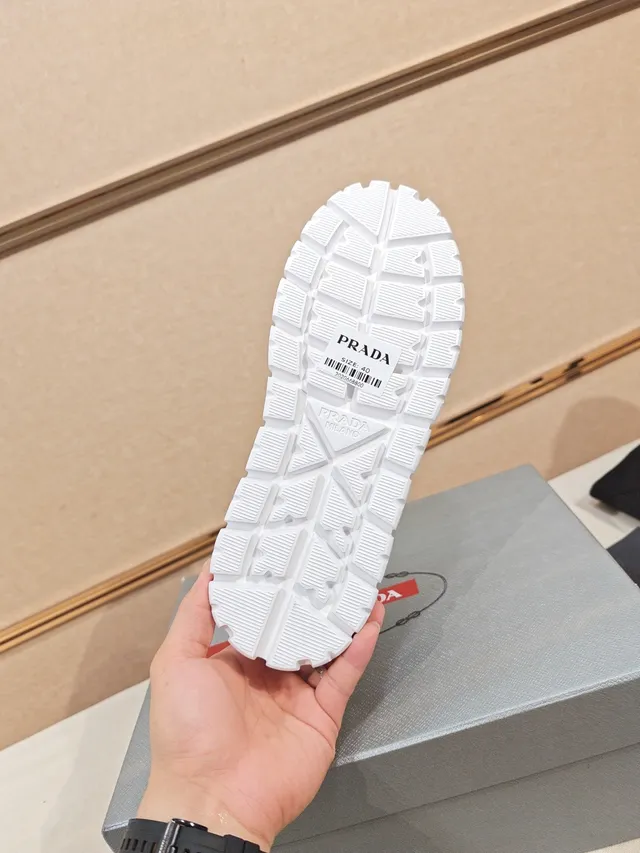Prada White Gray Two-Tone Suede And Smooth Upper Chunky Sneakers