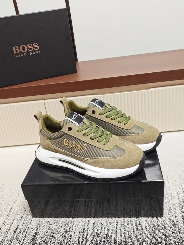 Hugo Boss Lifestyle Sneaker Olive Suede and Mesh Low-Top Sneakers