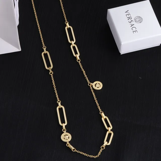 Versace Odissea Gold-Tone Paperclip Link Medusa Necklace
