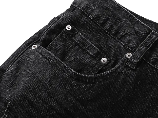 Distressed Slim-Fit Black Denim Jeans