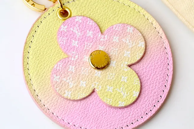 Louis Vuitton Flower Key Holder Pink Yellow Circular Leather Gradient Pastel Tote Bag