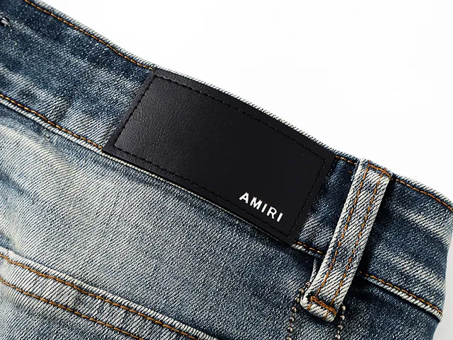 Amiri Blue White Distressed Graphic-Print Jeans