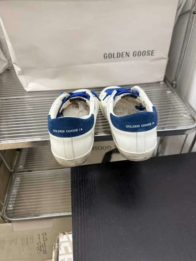 Golden Goose Superstar White and Navy Suede Star Lifestyle Sneakers