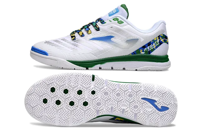 Joma Indoor Soccer Shoes White Blue Low-Top Synthetic Upper Sneakers