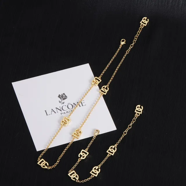 Lancôme Gold Chain Interlocking Logo Charms Bracelet
