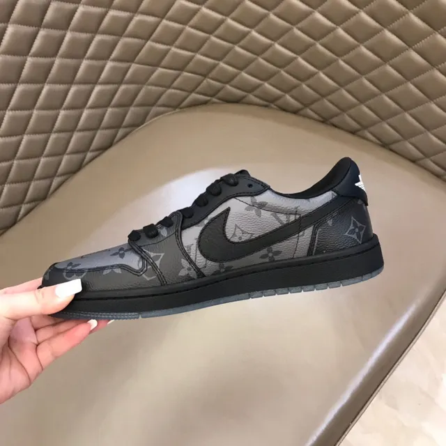 Nike Air Force 1 Monogram Print Black Gray Lifestyle Sneakers