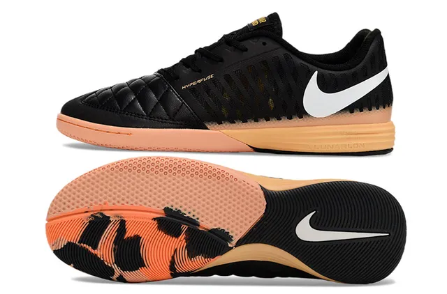 Nike Hypervenom Black Orange Quilted Toe Cap Perforated Synthetic Cage Indoor Soccer Shoes