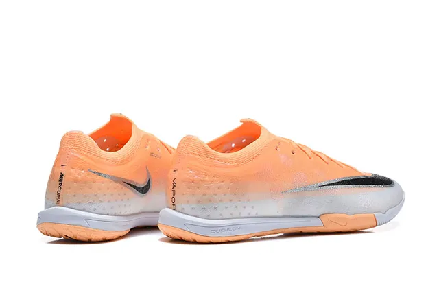 Nike Mercurial Orange Silver Knit Upper Gradient Colorway Indoor Soccer Shoes