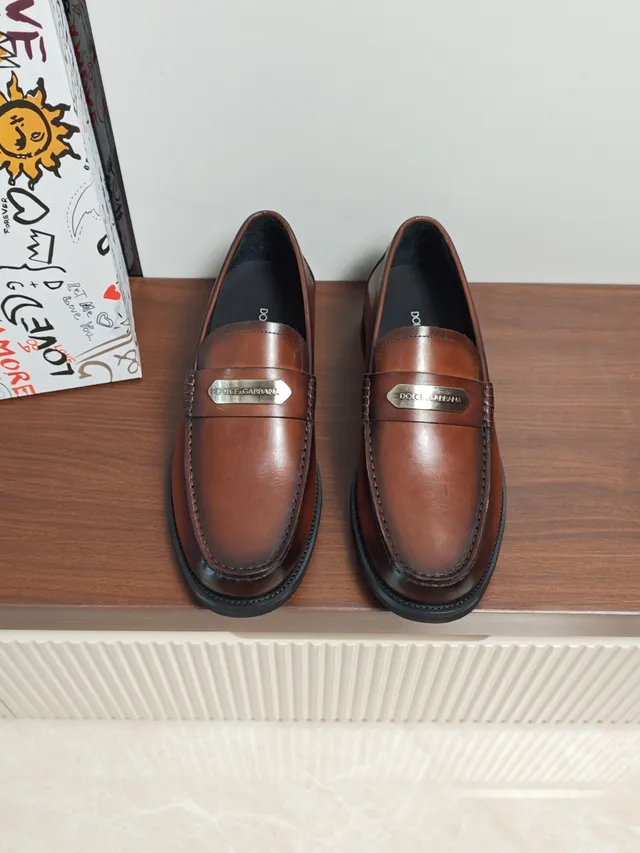 Dolce & Gabbana Brown Leather Penny Loafer