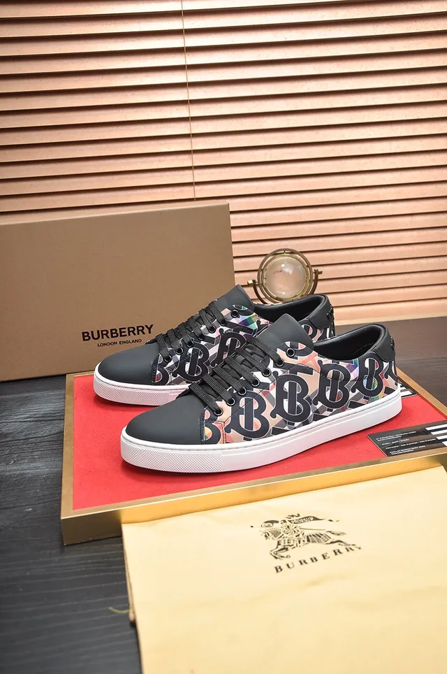 Burberry Multicolor Black Monogrammed Check Textile Leather Overlays Lifestyle Sneakers