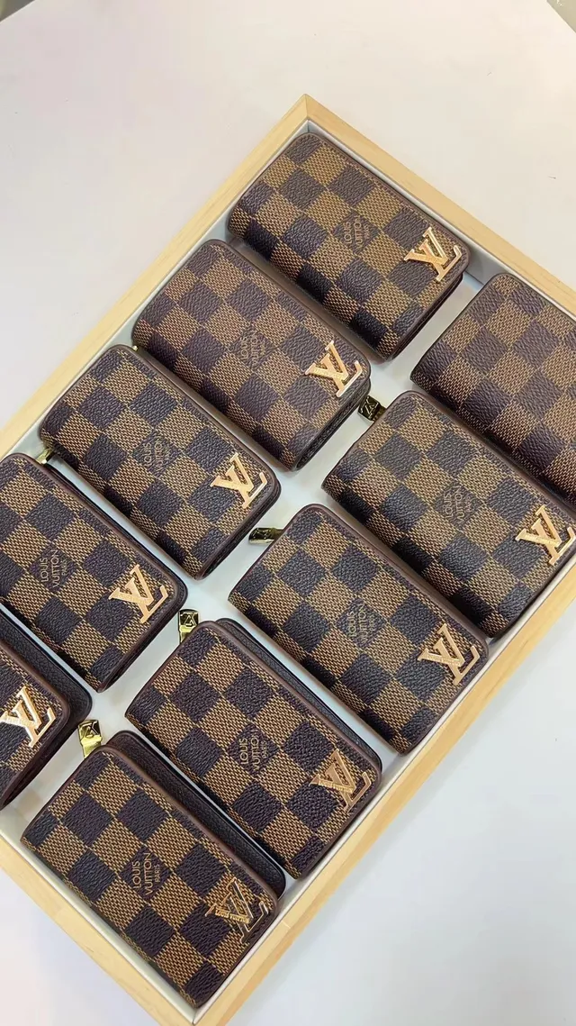 Louis Vuitton Black Gold Monogrammed Coated Canvas LV Logo Plaque Card Holder