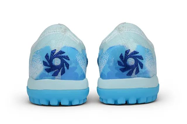 Nike Blue Purple Engineered Knit Upper TPU Cage Overlay Turf Soccer Shoes