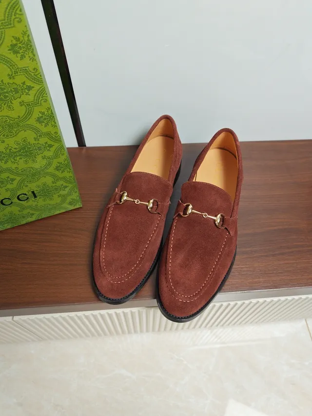Gucci Horsebit 1955 Rust Brown Suede Loafers