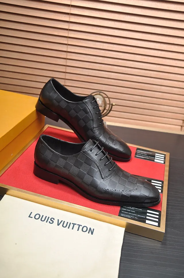 Black Checkered Embossed Leather Full Perforations Brogue