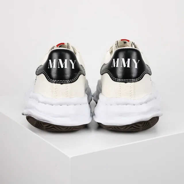 MMY White Black Canvas Upper Sculpted Midsole Sneakers