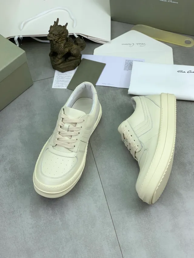 Rick Owens Geobasket White Leather Lifestyle Sneakers
