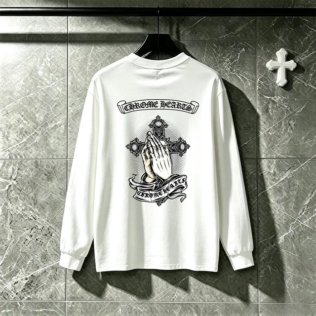Chrome Hearts Prayer Hands Graphic Black Long-Sleeve T-Shirt