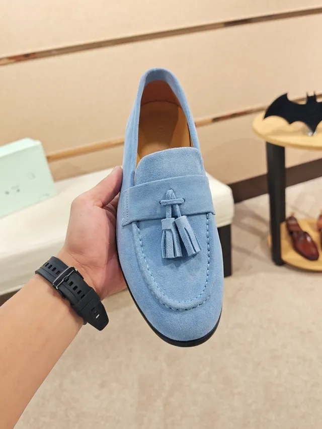 Light Blue Suede Tassel Loafer