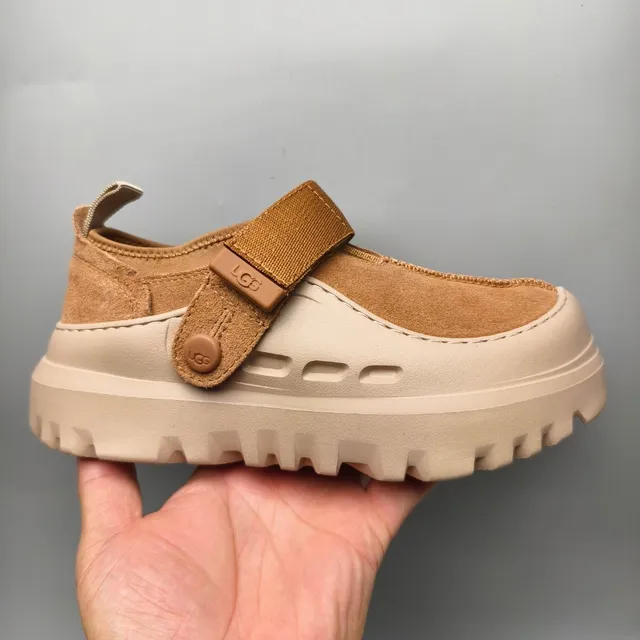 UGG Tasman Tan Suede Strap Clog