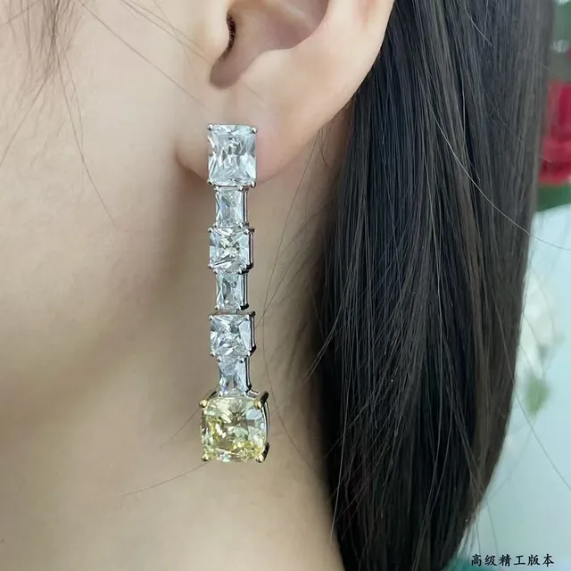 Tiffany & Co. Blue Gold Linear Cascade Cushion-Cut Terminal Stone Earrings