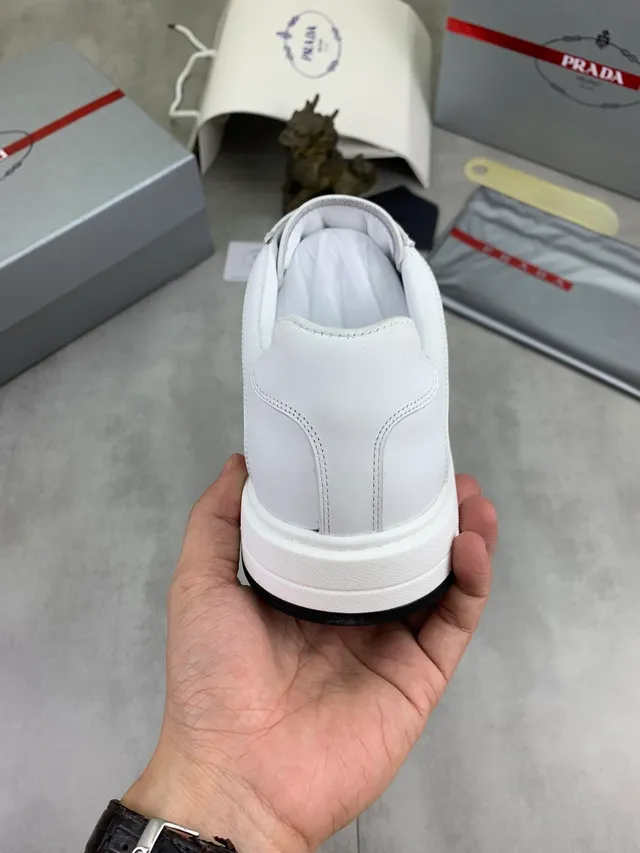 Prada Cloudbust White and Black Leather Lifestyle Sneakers