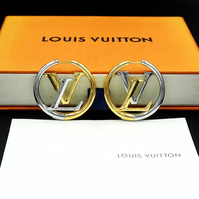 Louis Vuitton LV Circle Hoop Two-Tone Gold Silver Earrings