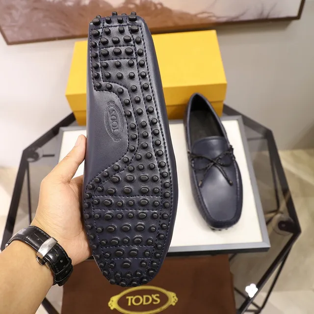 Tod's Loafer Navy Black Leather Braided Rope Bow Loafer