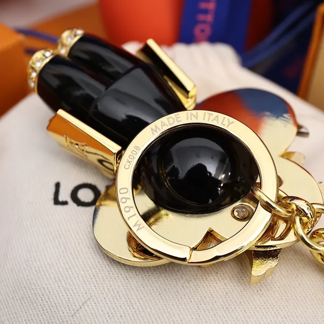 Louis Vuitton Black Gold Enamel Floral Charm Metal Crossbody Bag