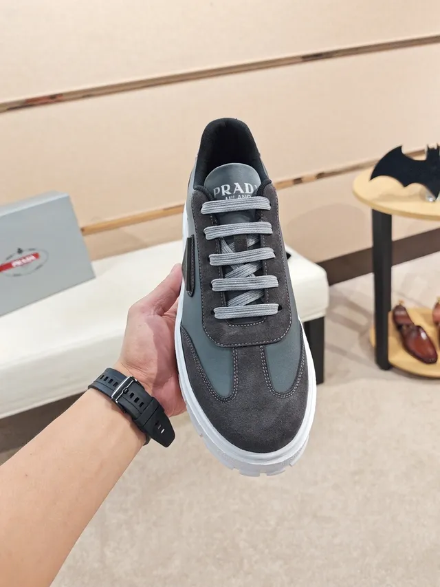 Prada Cloudbust Gray Suede and Textile Chunky Sneakers
