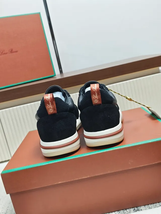 Loro Piana Black Suede and Leather Lifestyle Sneaker