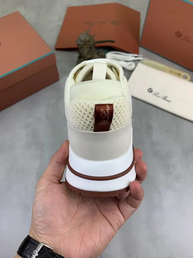 Loewe Beige Brown Knit Upper Thick White Midsole Lifestyle Sneakers
