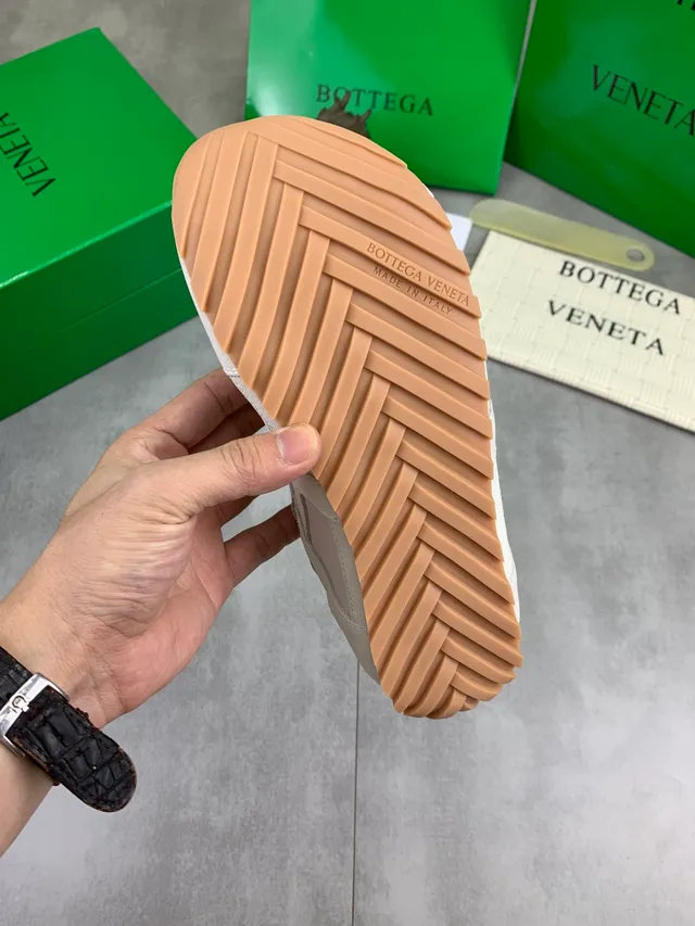 Bottega Veneta Andiamo Beige White Minimalist Suede-and-Nylon Panelled Lifestyle Sneakers